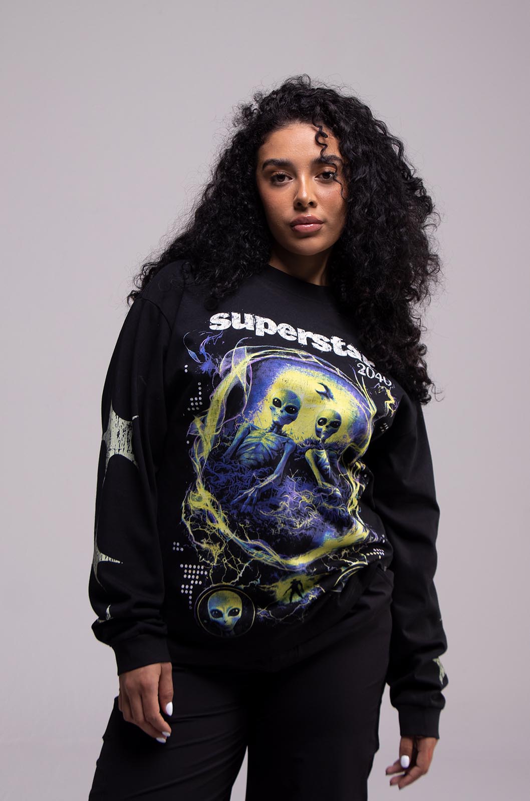 Playera ALIEN 303 Manga Larga Negra 275gsm