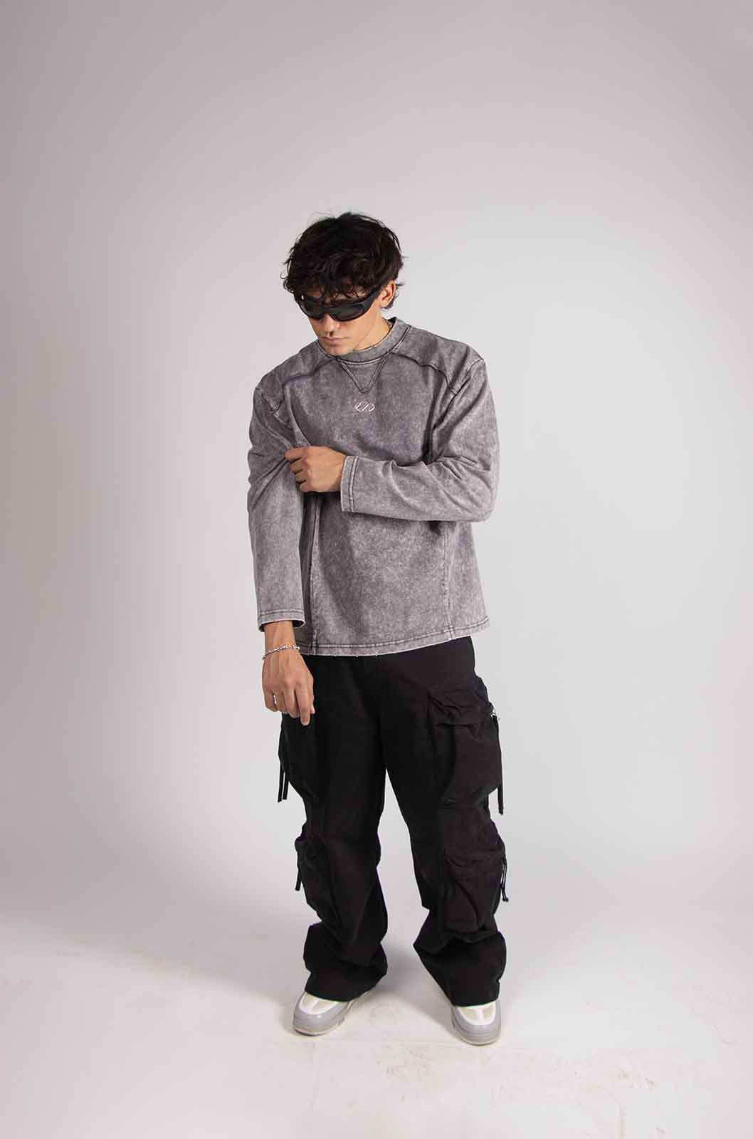 Gothic Long Sleeve Grey Tee