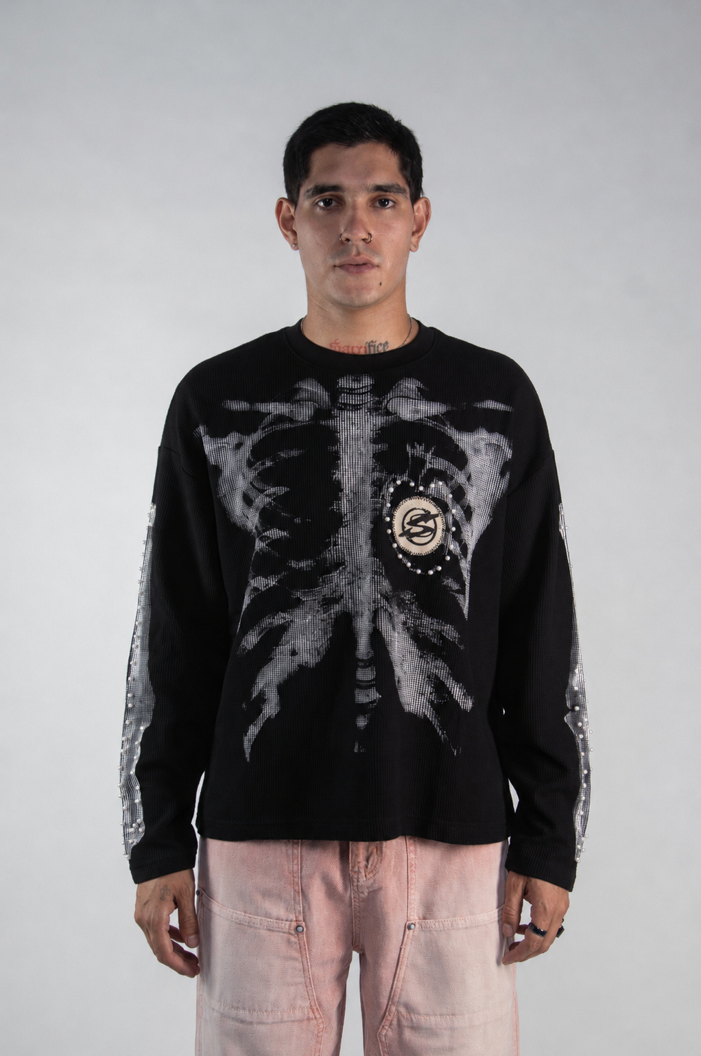 WAFFLE SKELETON TEE — BLACK