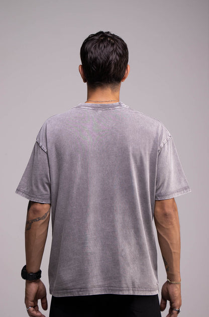 Semi Oversize 275gsm Acid Wash Grey Tee