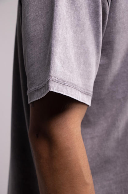 Semi Oversize 275gsm Acid Wash Grey Tee