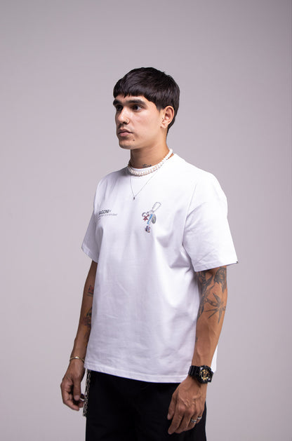 Playera KEYCHAIN Blanca 305gsm
