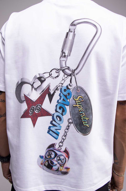 Playera KEYCHAIN Blanca 305gsm