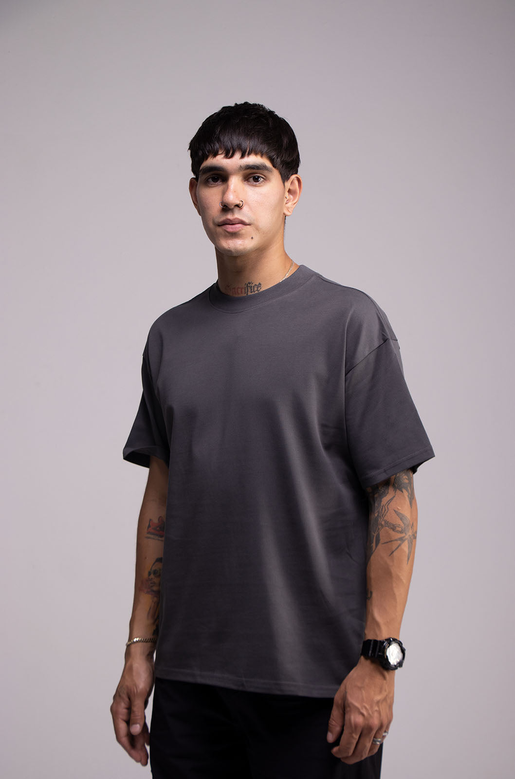 Semi Oversize 305gsm Grey Tee