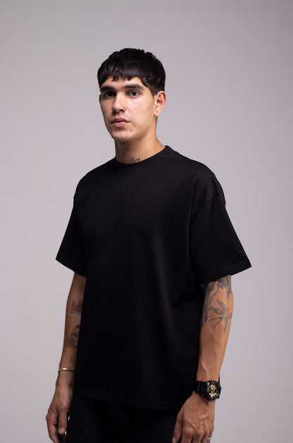 Semi Oversize 305gsm Black Tee