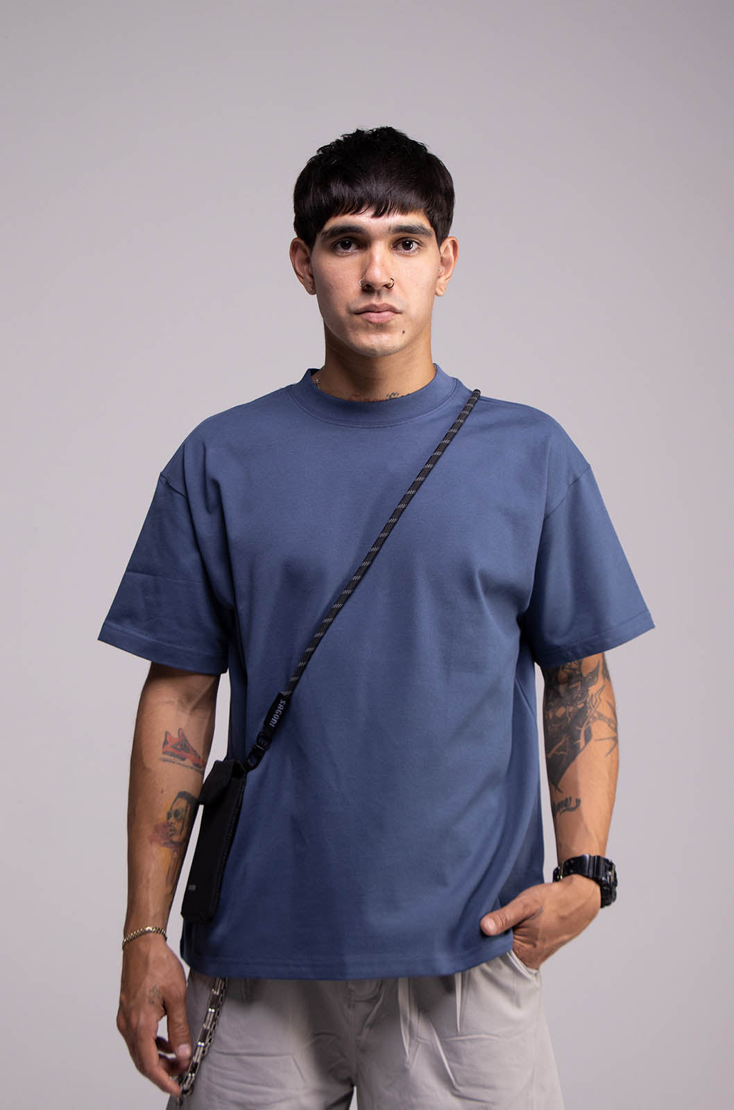 Semi Oversize 305gsm Steel Blue Tee