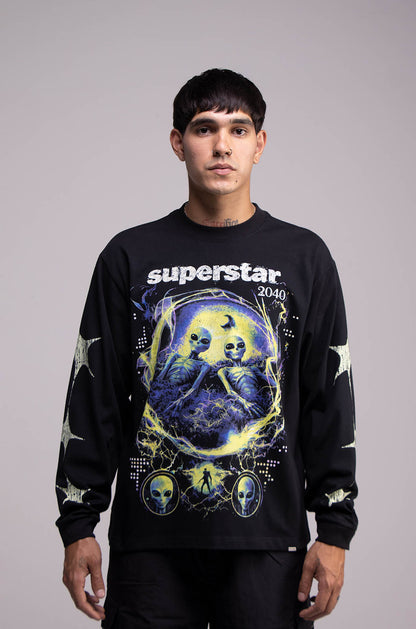 Playera ALIEN 303 Manga Larga Negra 275gsm