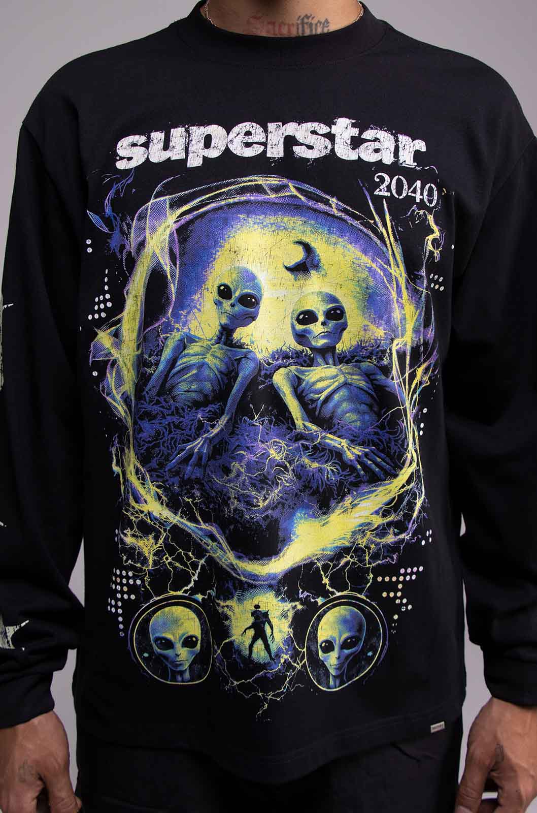 Playera ALIEN 303 Manga Larga Negra 275gsm