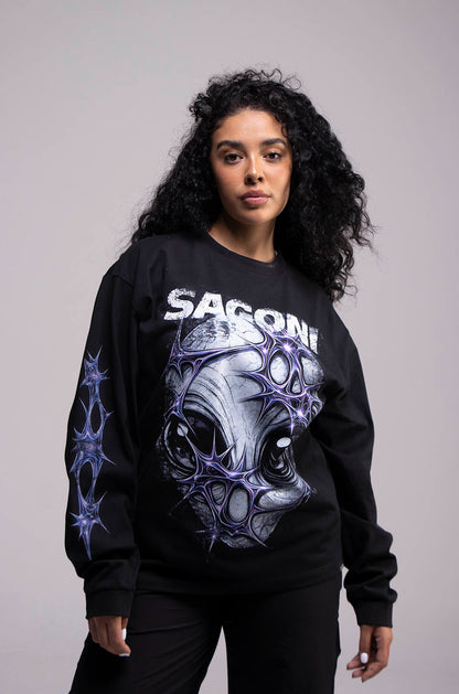Playera ALIEN 152 Manga Larga Negra 275gsm