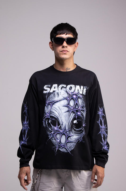 Playera ALIEN 152 Manga Larga Negra 275gsm