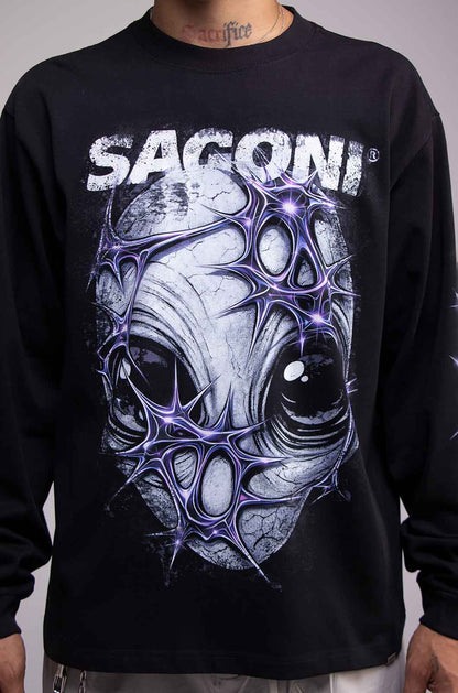 Playera ALIEN 152 Manga Larga Negra 275gsm