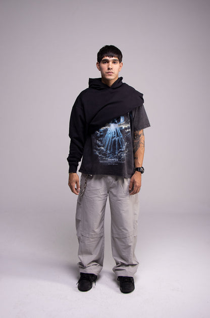 Playera WORLD TOUR Negra Deslavada 275gsm