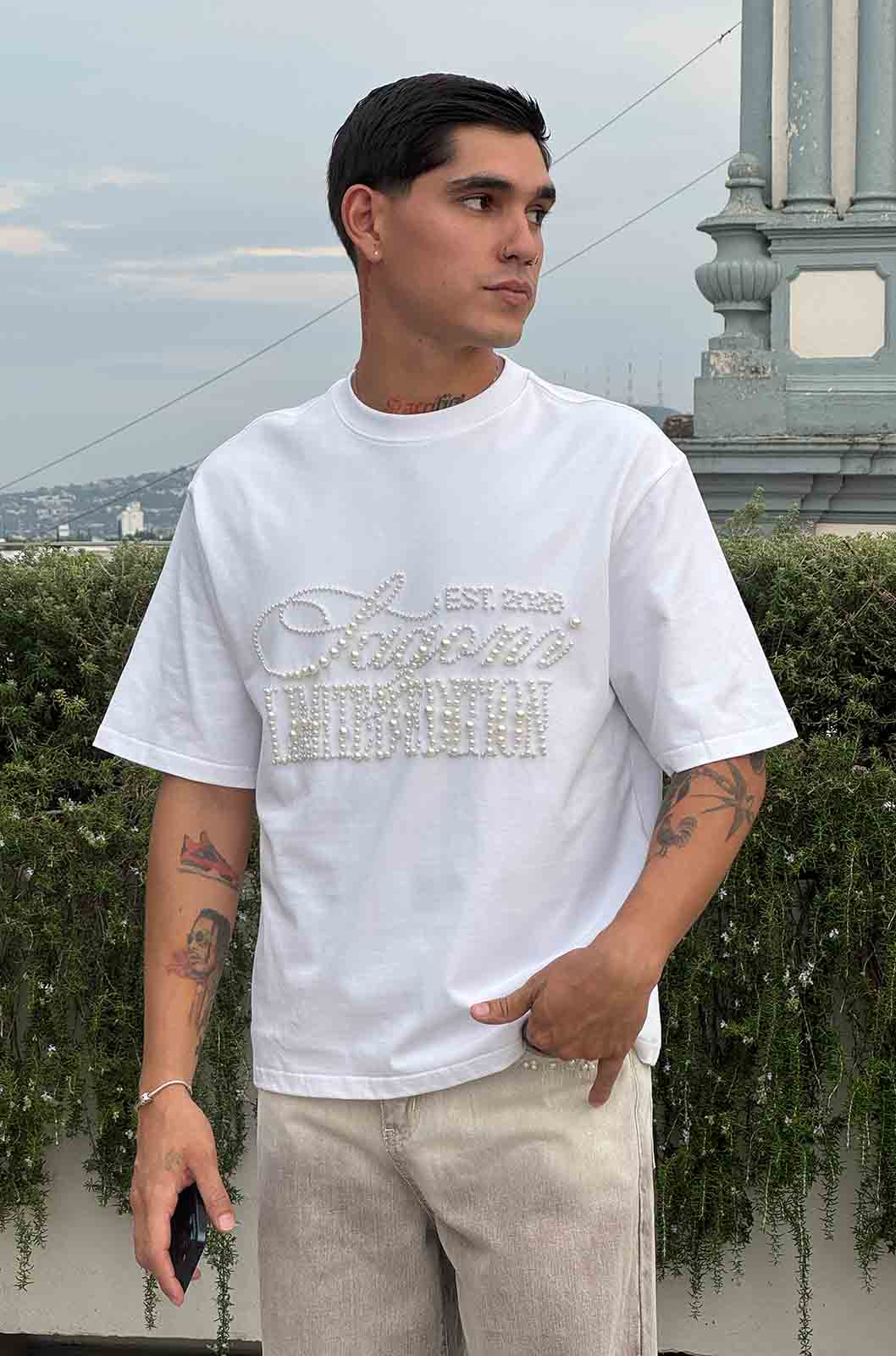 LIMITED EDITION PEARL TEE — WHITE