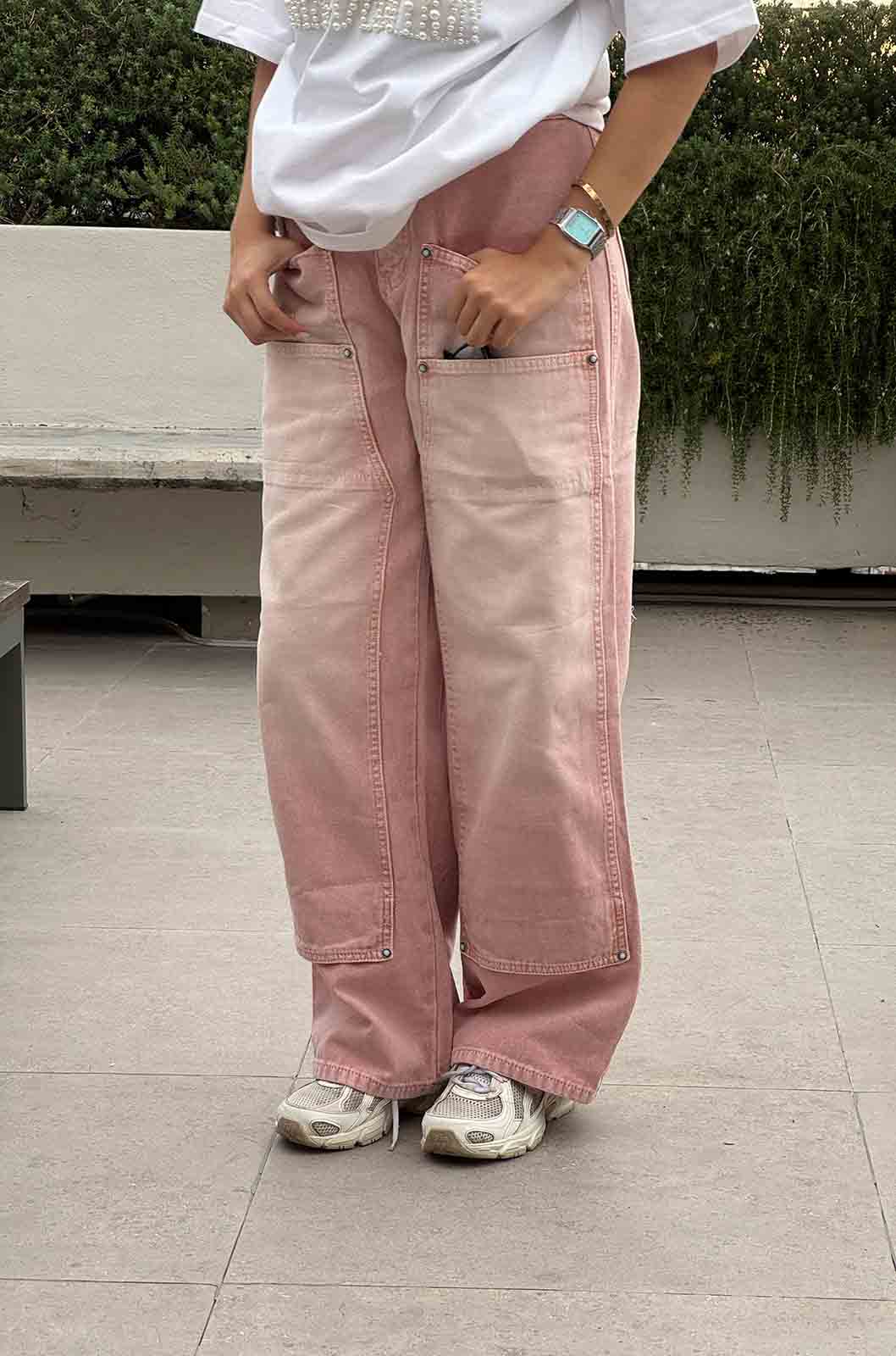 PINK CARPENTER BAGGY JEANS — 16 OZ