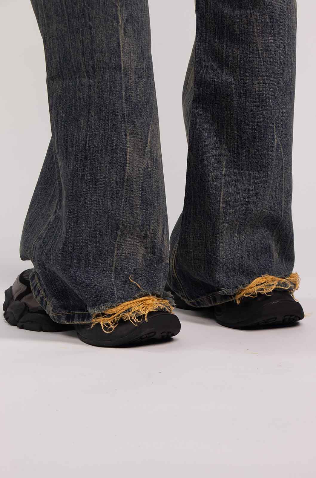 Raw Edge Flare Jeans