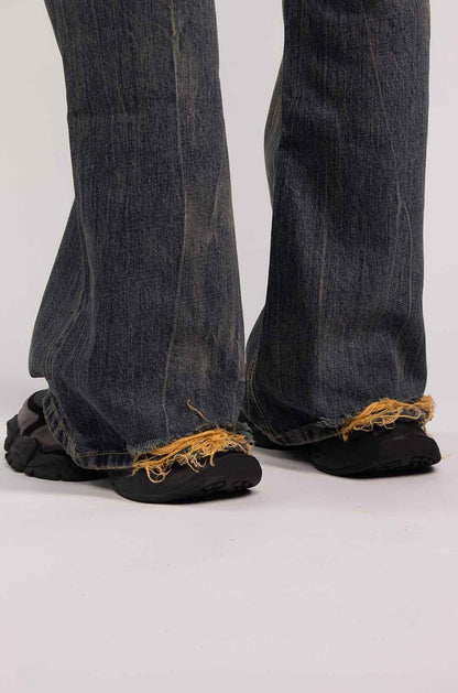 Raw Edge Flare Jeans