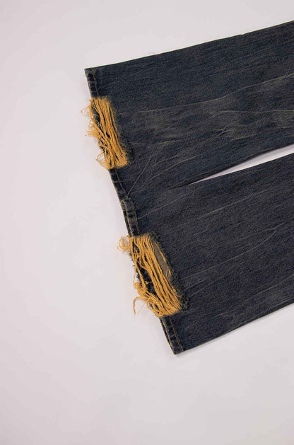 Raw Edge Flare Jeans