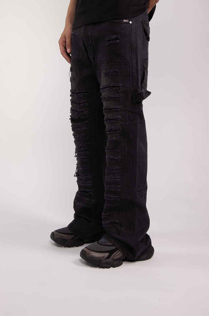 Denim Flare Distress Jeans