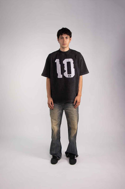 "EL DIEZ" Acid Wash Black T-Shirt