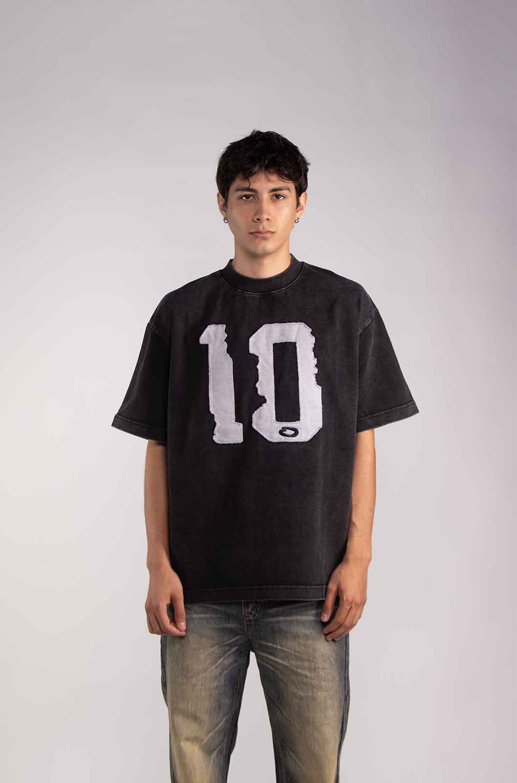 "EL DIEZ" Acid Wash Black T-Shirt