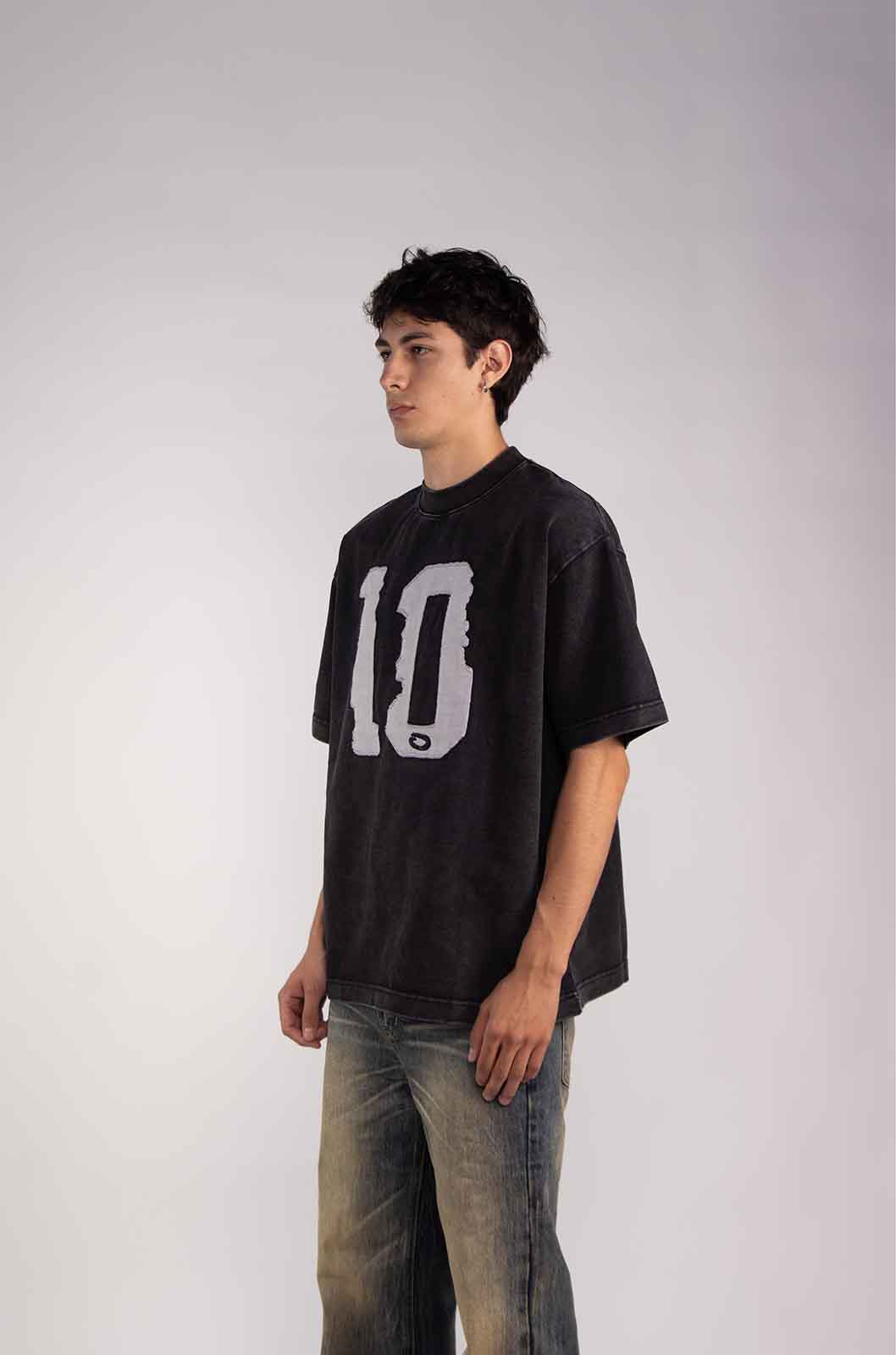 "EL DIEZ" Acid Wash Black T-Shirt