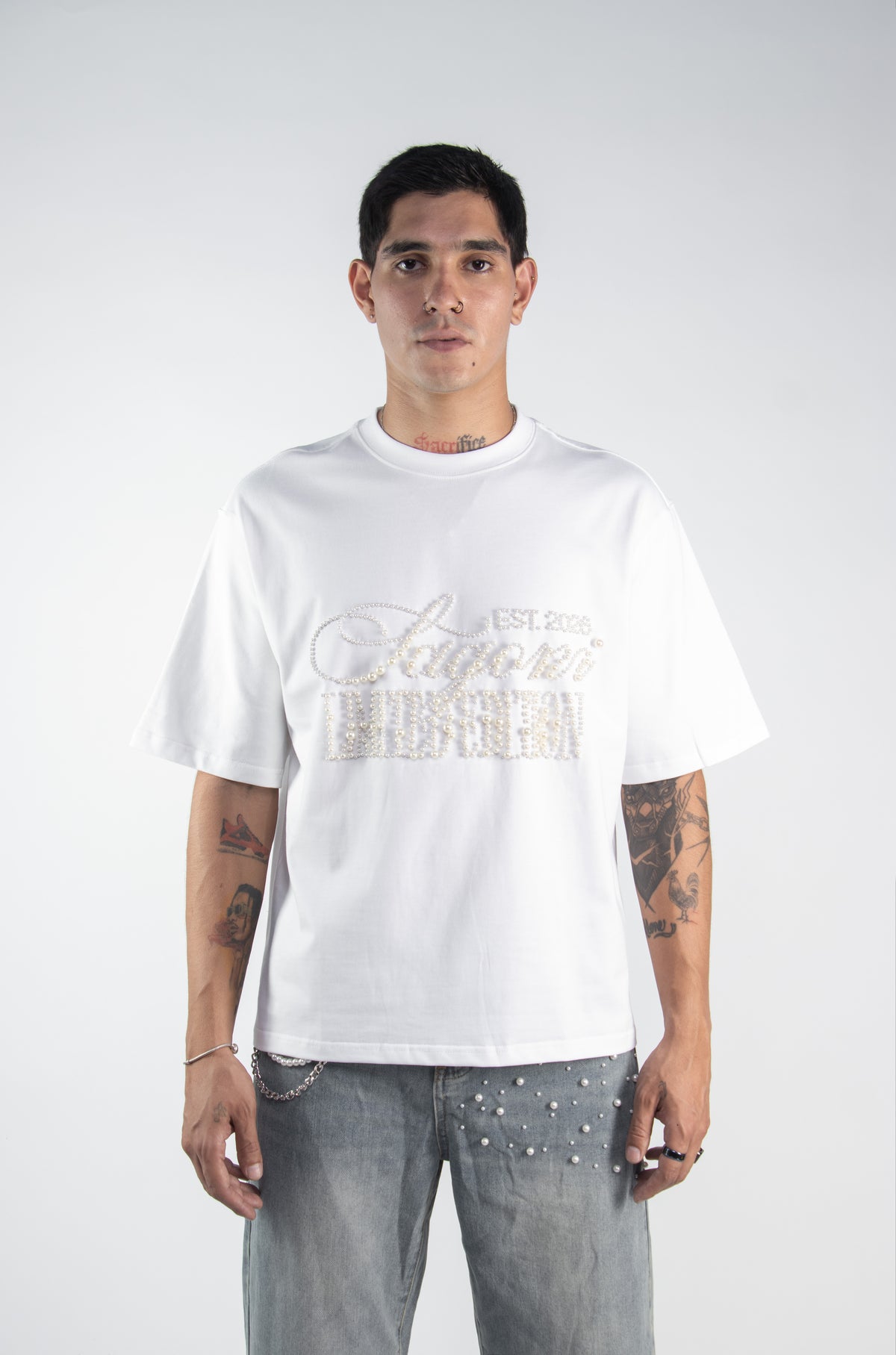 LIMITED EDITION PEARL TEE — WHITE