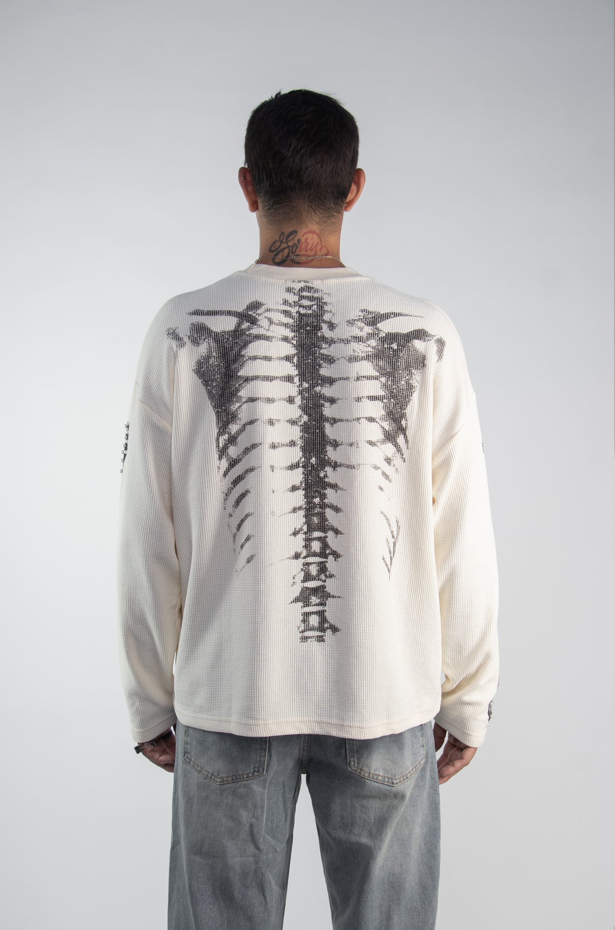 WAFFLE SKELETON TEE —  WHITE