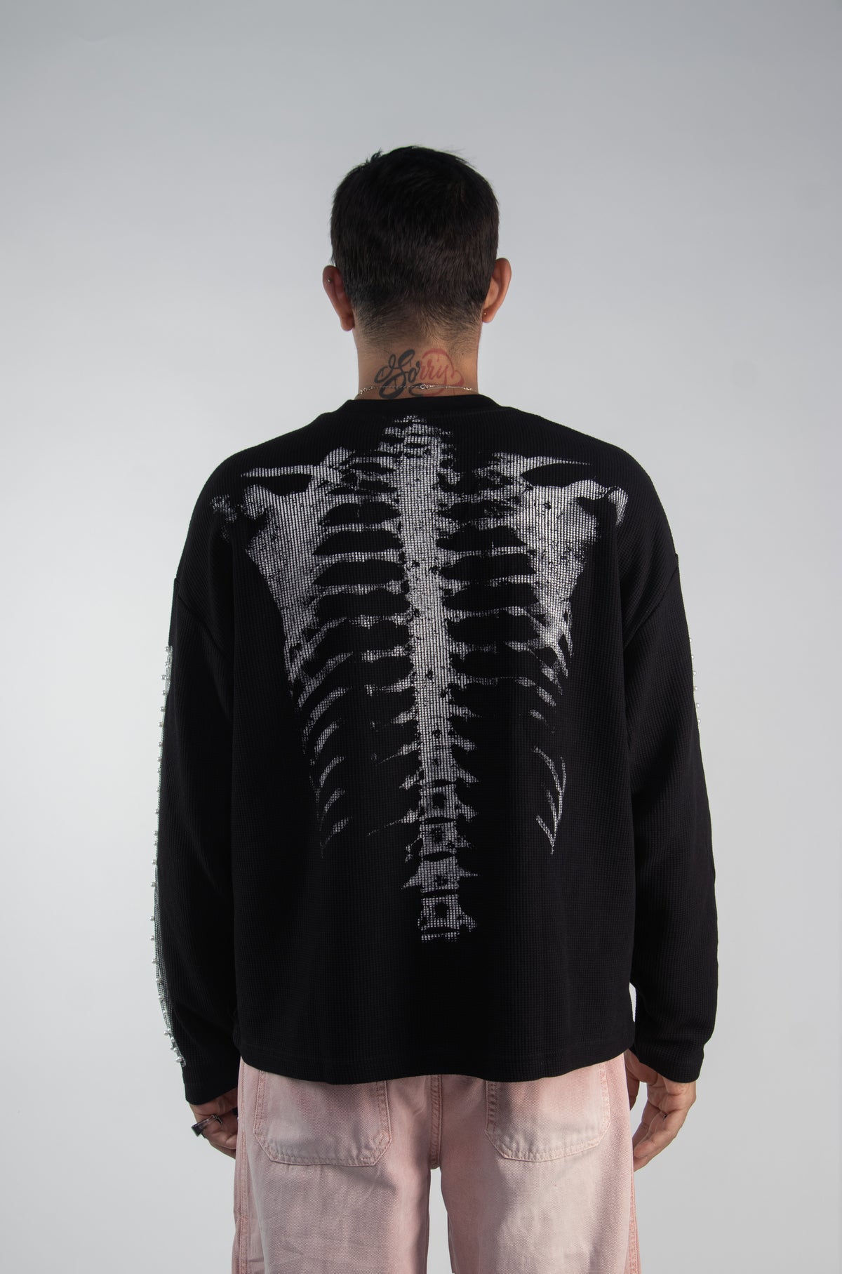 WAFFLE SKELETON TEE — BLACK